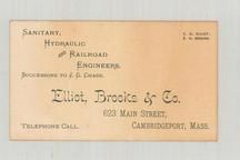 Elliot, Brooks & Co. Sanitary, Hydraulic and Railroad Engineers - Copy 1, Perkins Collection 1850 to 1900 Advertising Cards